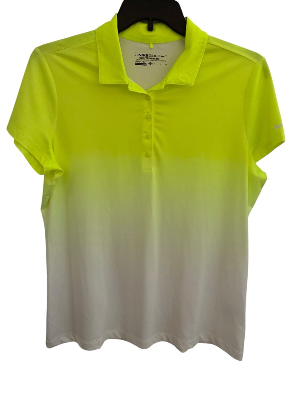 Nike Neon Yellow to White Ombre Polo Shirt Women’s Size XL